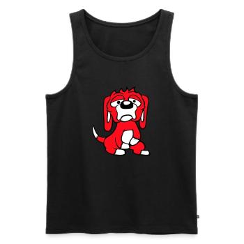 Le chien a l’air malheureux, triste, timide, peur - Débardeur bio Premium Homme - noir - Devant - Michal (187cm)