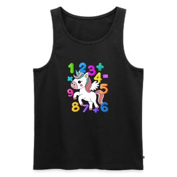 Journée des nombres 2025 Math Licorne Journée des nombres Cadeau pour enfants - Débardeur bio Premium Homme - noir - Devant - AI Model Male 178 light (178cm)