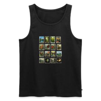 Postage stamps help nature - Men's Premium Organic Tank Top - black - Front - AI Model Male 178 light (178cm)
