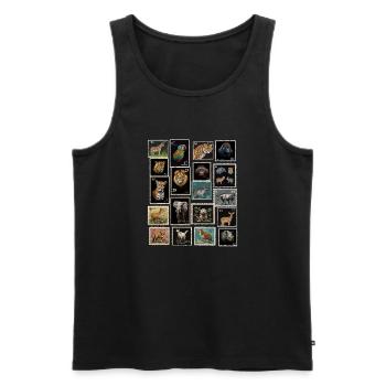 Postage Stamps Animals of the World - Men's Premium Organic Tank Top - black - Front - Michal (187cm)