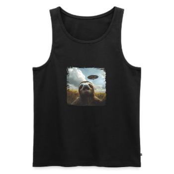 Drôle paresseux Selfie OVNI Meme cadeau - Débardeur bio Premium Homme - noir - Devant - AI Model Male 178 light (178cm)