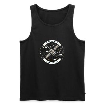 EXPLOREE THE SKIES - Men's Premium Organic Tank Top - black - Front - Michal (187cm)
