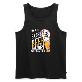 Baseball and Beer darum bin ich hier Geschenkidee - Männer Premium Bio Tank Top - Schwarz - Vorne - Michal (187cm)