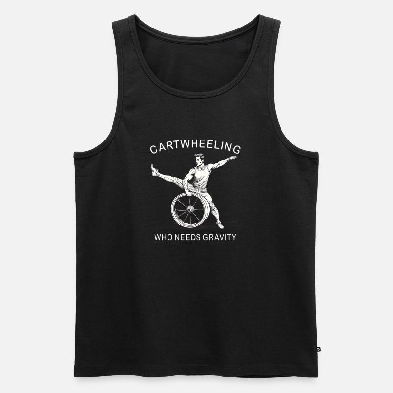 CARTWHEELING WHO NEEDS GRAVITY - Männer Premium Bio Tank Top - Schwarz