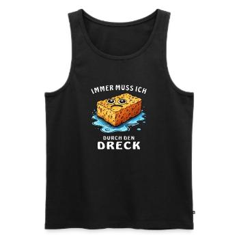 SCHWAMM IMMER MUSS ICH DURCH DEN DRECK - Männer Premium Bio Tank Top - Schwarz - Vorne - Michal (187cm)