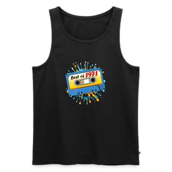 1971 MUSIKKASETTE BEST OF - Männer Premium Bio Tank Top - Schwarz - Vorne - Michal (187cm)
