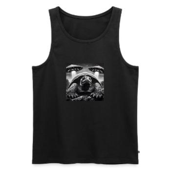 Turtles tortoise Funny Graphic Selfie with UFOs We - Men's Premium Organic Tank Top - black - Front - Michal (187cm)