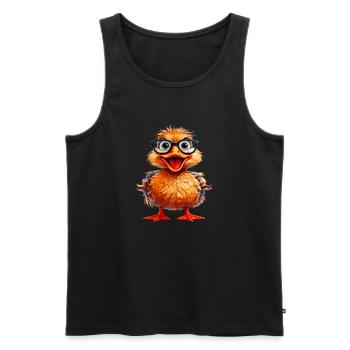 ENTE BRILLE - Männer Premium Bio Tank Top - Schwarz - Vorne - Michal (187cm)