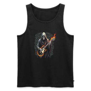 Grim Reaper with Guitar - Rock Style - Men's Premium Organic Tank Top - black - Front - AI Model Male 178 light (178cm)