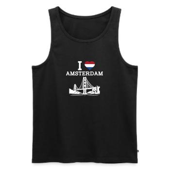 J’aime le plaisir du Golden Gate Bridge de l’Amsterdam Heart Flag - Débardeur bio Premium Homme - noir - Devant - Michal (187cm)