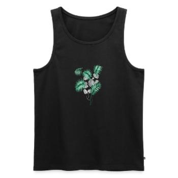 Tropical Leaves Design - Men's Premium Organic Tank Top - black - Front - Michal (187cm)