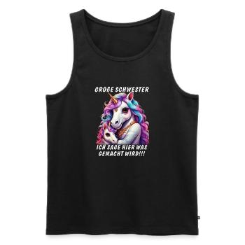 EINHORN GROßE SCHWESTER - Männer Premium Bio Tank Top - Schwarz - Vorne - Michal (187cm)