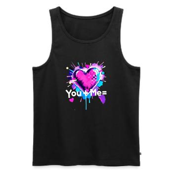 Toi + Moi = cœur Tu Plus Moi égale Amour - Débardeur bio Premium Homme - noir - Devant - AI Model Male 178 light (178cm)