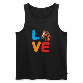 LOVE PFERD - Männer Premium Bio Tank Top - Schwarz - Vorne - AI Model Male 178 light (178cm)
