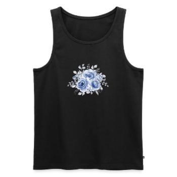 Blue Watercolor Bouquet Blue Watercolor - Men's Premium Organic Tank Top - black - Front - Michal (187cm)