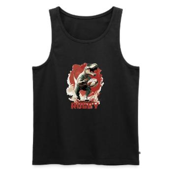 Rugby Dino T Rex Dinosaure - Débardeur bio Premium Homme - noir - Devant - Michal (187cm)