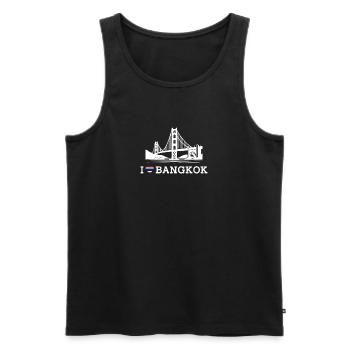 J’aime Bangkok Drapeau Golden Gate Bridge Thaïlande - Débardeur bio Premium Homme - noir - Devant - Michal (187cm)