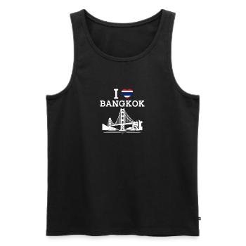 J’aime Bangkok Thaïlande Golden Gate Bridge Drapeau - Débardeur bio Premium Homme - noir - Devant - Michal (187cm)
