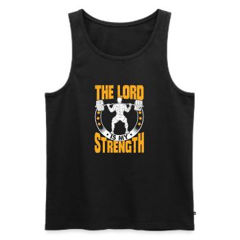 Der Herr ist meine Stärke - Männer Premium Bio Tank Top - Schwarz - Vorne - Michal (187cm)