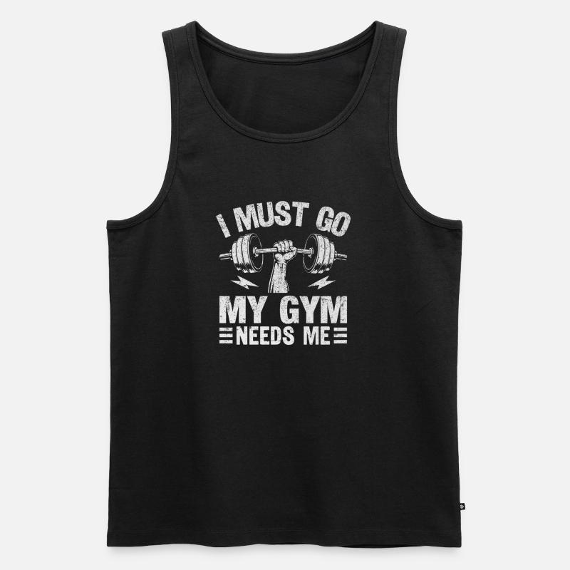 Ich muss ins Gym - Männer Premium Bio Tank Top - Schwarz