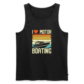 Conception rétro de conduite de bateau à moteur - Débardeur bio Premium Homme - noir - Devant - Michal (187cm)