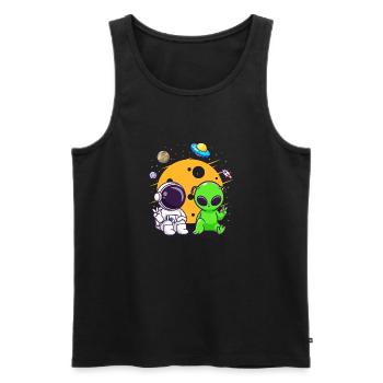 Astronaut Alien Chilling In Space - Männer Premium Bio Tank Top - Schwarz - Vorne - AI Model Male 178 light (178cm)