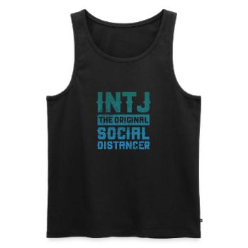 INTJ : Le distanciateur social original - Débardeur bio Premium Homme - noir - Devant - AI Model Male 178 light (178cm)