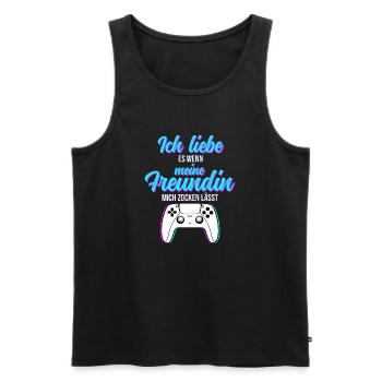 Gaming Liebe zur Freundin - Funny Geschenkidee - Männer Premium Bio Tank Top - Schwarz - Vorne - Michal (187cm)