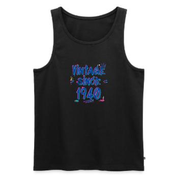 Vintage Since 1940 Graffiti Glitch Retro Hip-Hop - Men's Premium Organic Tank Top - black - Front - Michal (187cm)