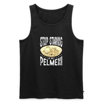 Arrête de regarder mon pelmeni - Débardeur bio Premium Homme - noir - Devant - Michal (187cm)