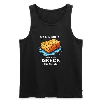 SPONGE WHY AM I FOR THE DIRT - Men's Premium Organic Tank Top - black - Front - AI Model Male 178 light (178cm)