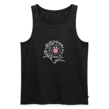 Belle citation d’amour avec fleur rose Bel amour - Débardeur bio Premium Homme - noir - Devant - AI Model Male 178 light (178cm)