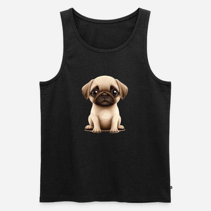 Mops Welpe - Männer Premium Bio Tank Top - Schwarz