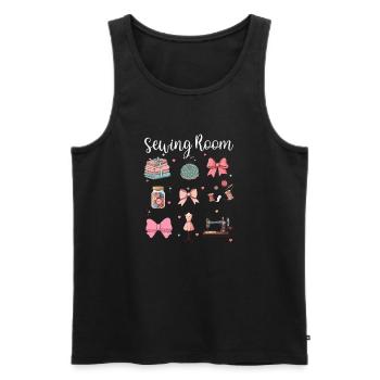 Sewing Room – Creative Sewing and Needlework - Men's Premium Organic Tank Top - black - Front - AI Model Male 178 light (178cm)