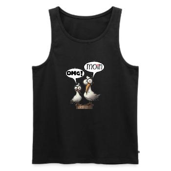 Les mouettes de Bäädden - Mouette omg moin - Débardeur bio Premium Homme - noir - Devant - Michal (187cm)