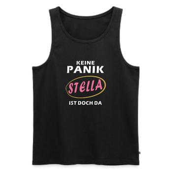 KEINE PANIK STELLA IST DOCH DA - Männer Premium Bio Tank Top - Schwarz - Vorne - AI Model Male 178 light (178cm)