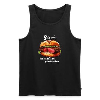 STEAK wafer-thin sliced - Men's Premium Organic Tank Top - black - Front - AI Model Male 178 light (178cm)