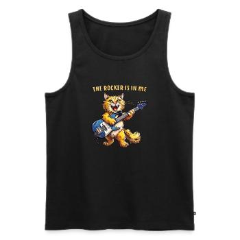 CAT GUITAR THE ROCKER IS IN ME - Men's Premium Organic Tank Top - black - Front - Michal (187cm)
