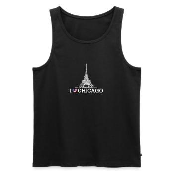 J’aime Chicago Illinois Cool Tour Eiffel Lover - Débardeur bio Premium Homme - noir - Devant - Michal (187cm)