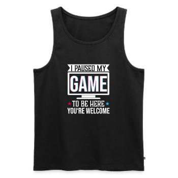 paused game3 Zeichenfläche 1 Kopie - Männer Premium Bio Tank Top - Schwarz - Vorne - Michal (187cm)