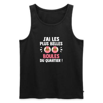 Humour Pétanque Les Plus Belles Boules De Pétanque - Débardeur bio Premium Homme - noir - Devant - Michal (187cm)