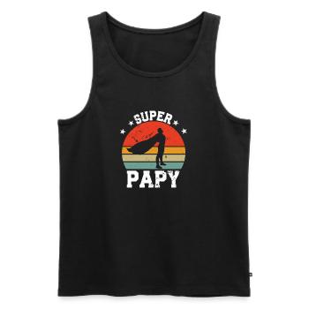Super Papy - Männer Premium Bio Tank Top - Schwarz - Vorne - AI Model Male 178 light (178cm)