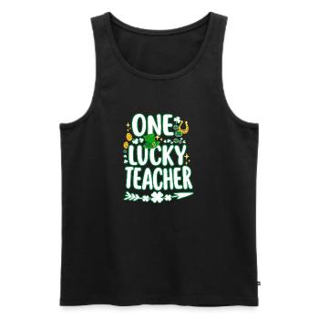 Ein glücklicher Lehrer Lehrer am St. Patricks Day - Männer Premium Bio Tank Top - Schwarz - Vorne - Michal (187cm)