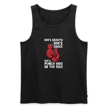 shes beauty shell punch you in the face Design - Männer Premium Bio Tank Top - Schwarz - Vorne - Michal (187cm)