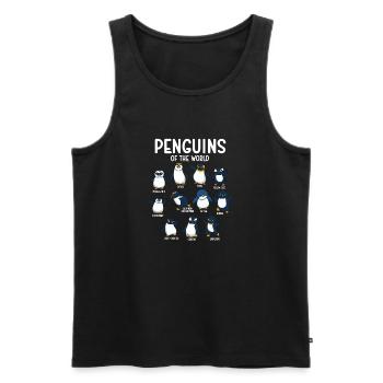 Pingouins du monde - Mignon amoureux des pingouins - Débardeur bio Premium Homme - noir - Devant - Michal (187cm)