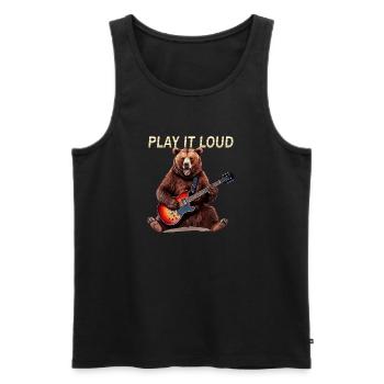 BEAR ROCK GUITAR PLAY GUITAR - Men's Premium Organic Tank Top - black - Front - Michal (187cm)
