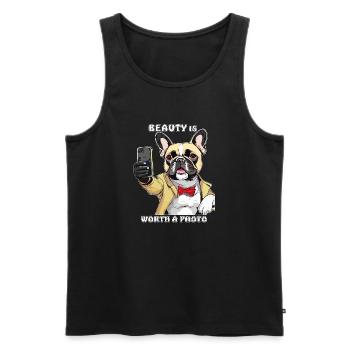 LA BEAUTÉ DU SMARTPHONE POUR CHIEN VAUT UNE PHOTO - Débardeur bio Premium Homme - noir - Devant - Michal (187cm)