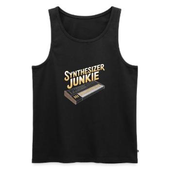 Synthesizer Junkie Design - Männer Premium Bio Tank Top - Schwarz - Vorne - Michal (187cm)