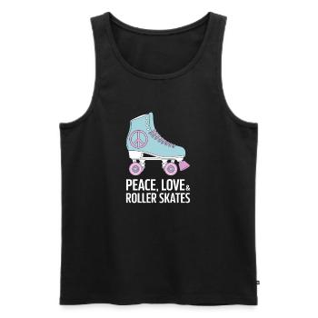 Peace Love Roller Skates Design - Männer Premium Bio Tank Top - Schwarz - Vorne - Michal (187cm)