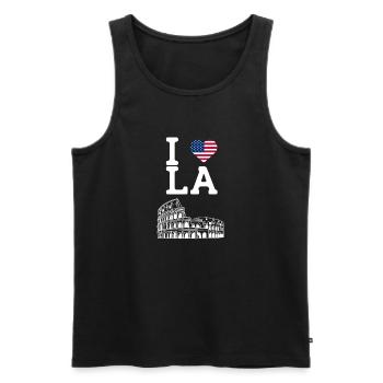 J’aime Los Angeles Cool Heart Flag Colosseum Jeu de mots - Débardeur bio Premium Homme - noir - Devant - Michal (187cm)